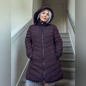 Nanette Lepore Hooded Puffer Coat - Purple Brown